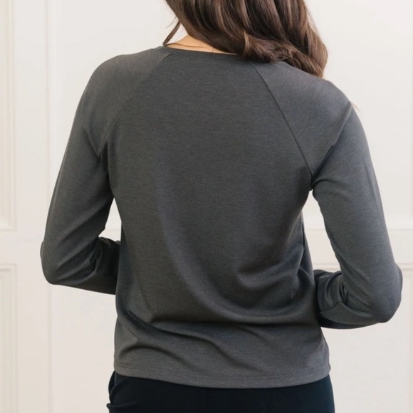 COZY EARTH Women's Brushed Viscose Bamboo Pullover Crew Charcoal Gray Size Small - Picture 4 of 9